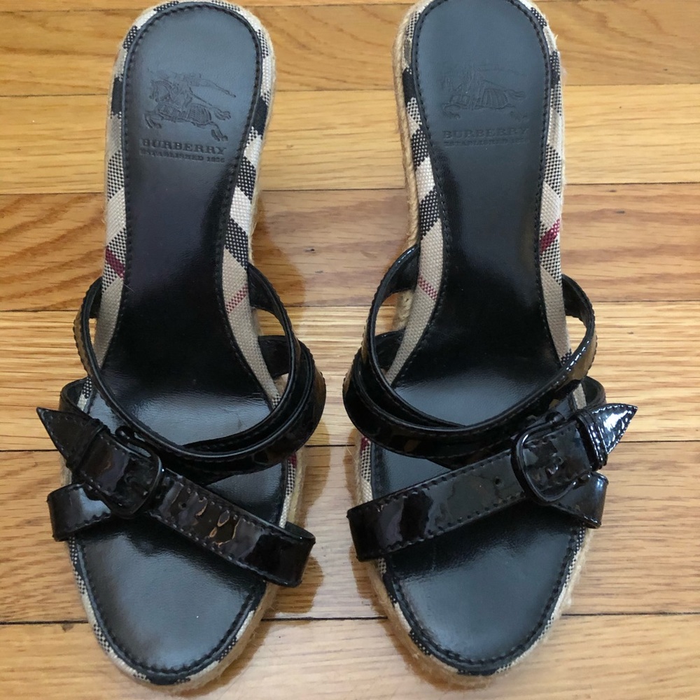 Burberry Black Wedge Espadrilles